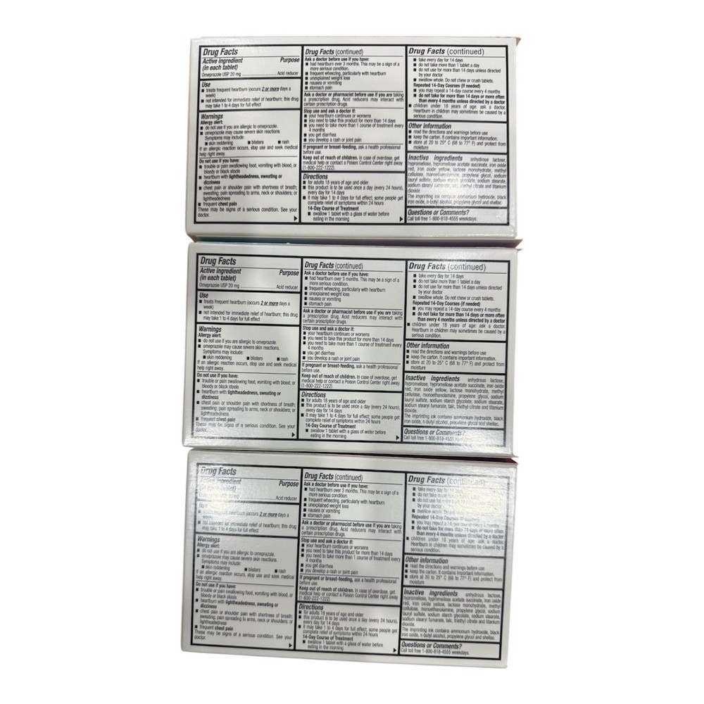 Omeprazole Delayed-Release Tablets, 20Mg Acid Reducer, 6 - Pack (252 Tablets)
