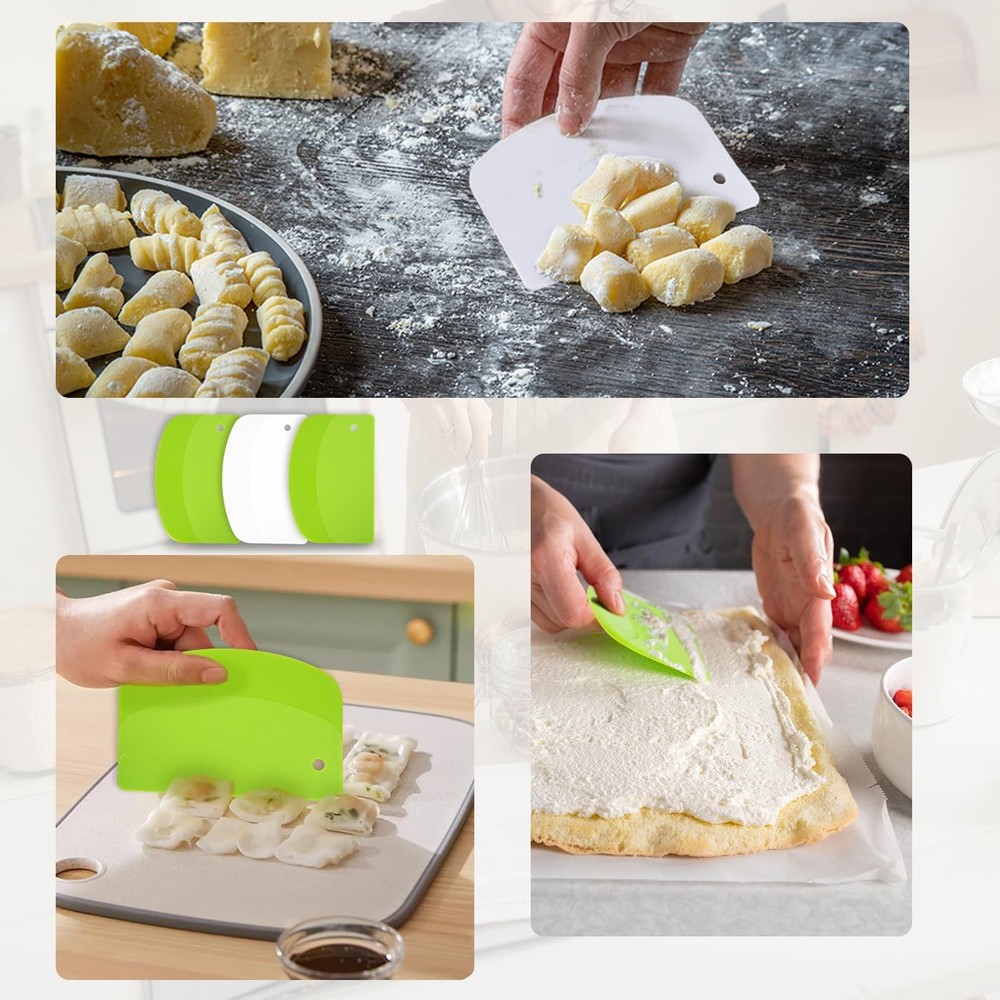 5 Pcs Bench Scraper, Bench scraper kitchen 2 Pcs Stainless Steel Dough Scrape...