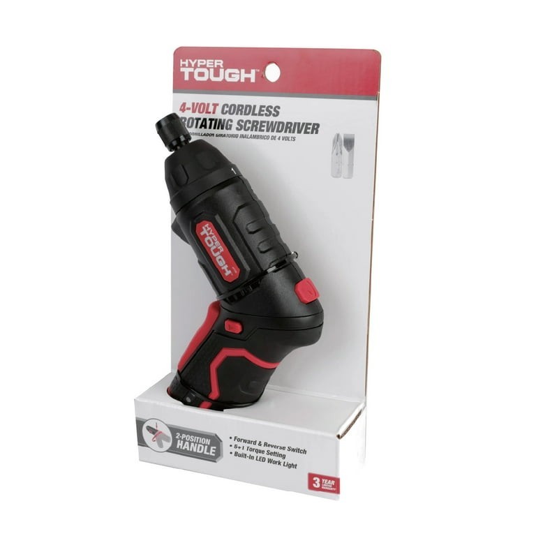 HYPER TOUGH 4V Rotating Head Cordless Screwdriver 2-Position Handle 6062
