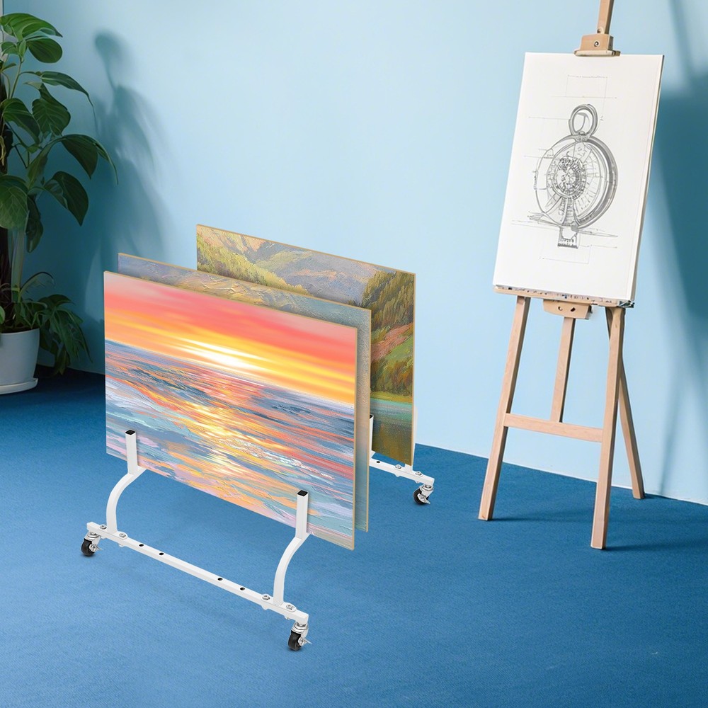 10-Slot Adjustable Canvas Storage Display Rack Cart with Wheels
