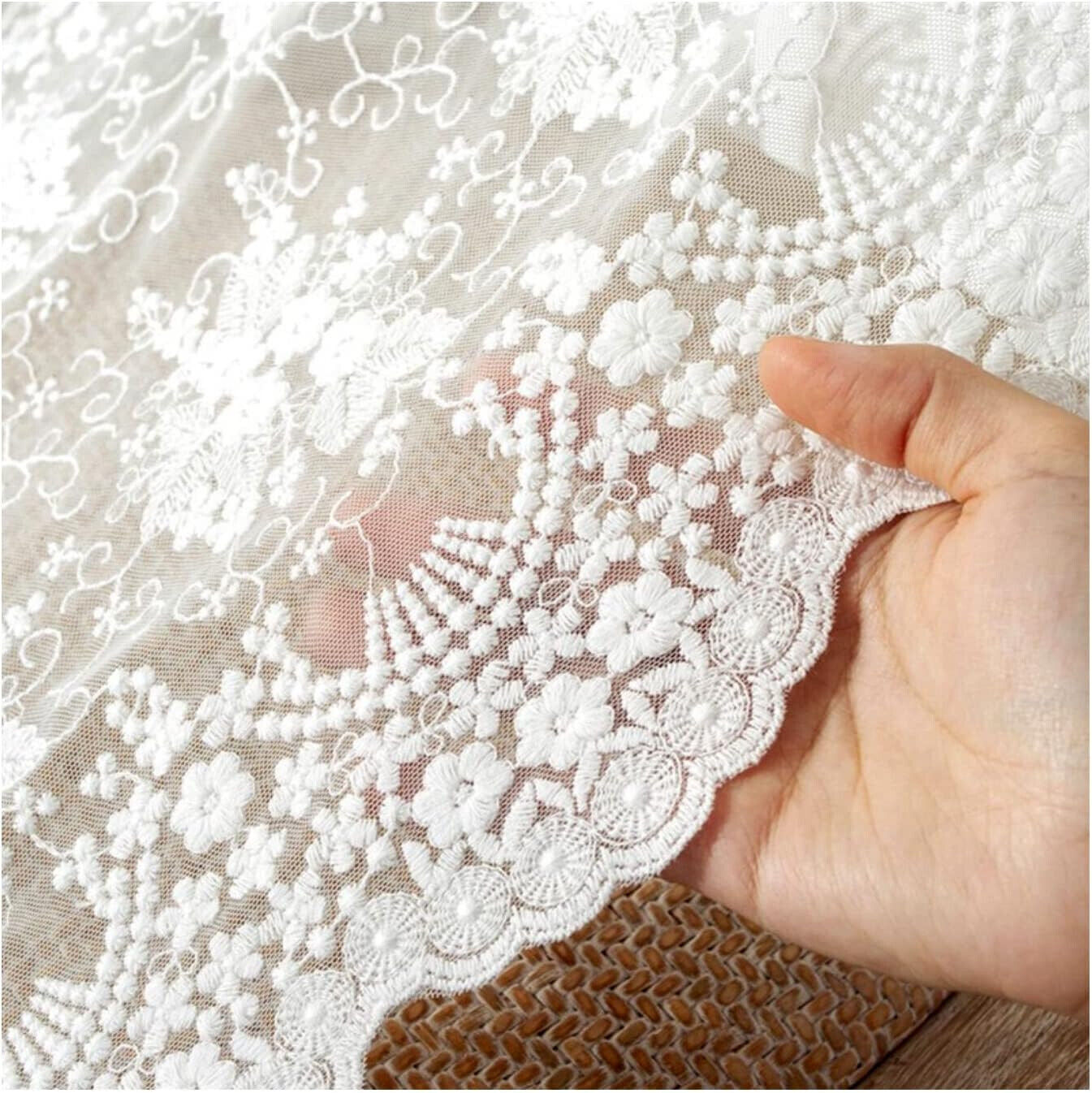 White Vintage Embroidered Lace Table Runner Dresser Scarf Doily Wedding Party