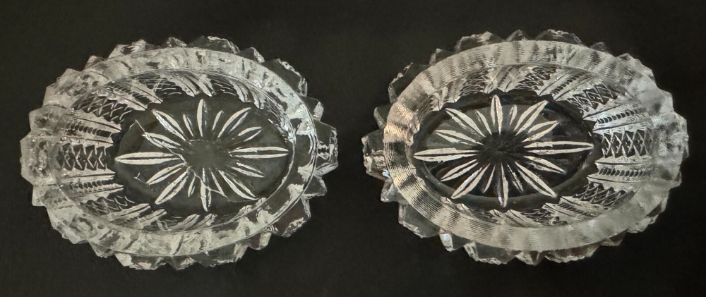 Pair Salt Dip Cellar Mardi Gras Clear (Pressed) by DUNCAN & MILLER
