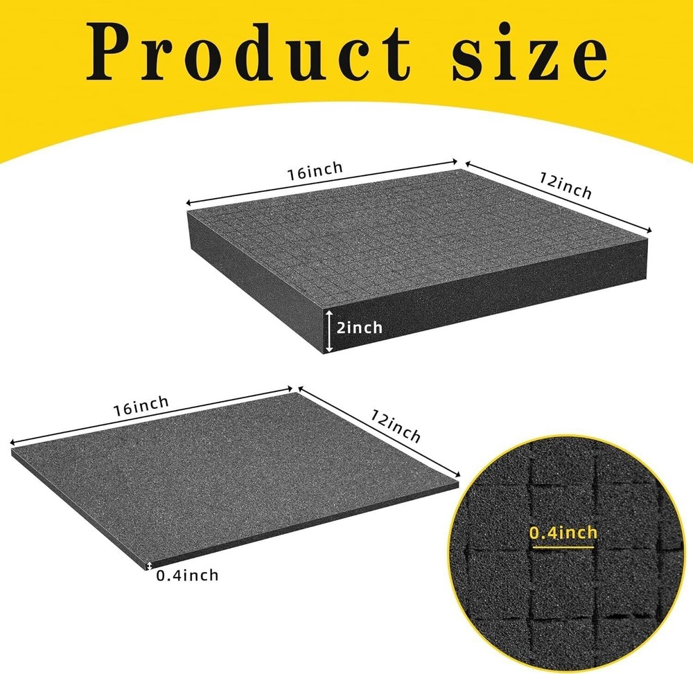 6 Set Pick Pluck Foam Pre Cubed Foam Insert for Interlocking Cases Tool Box Foam