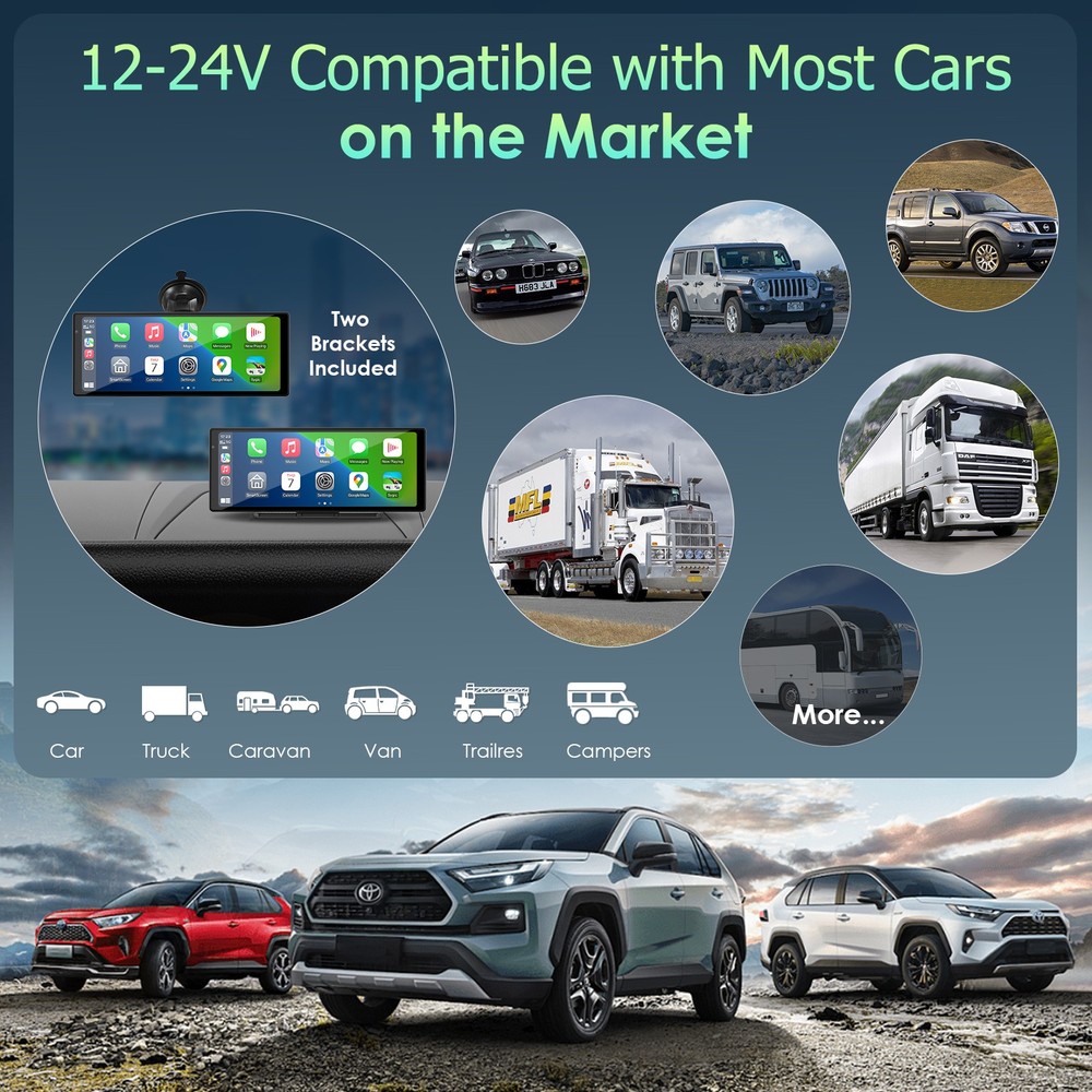 Aphqua 9.3In Bluetooth Car Stereo Wireless Carplay Android Auto With Dash Camera