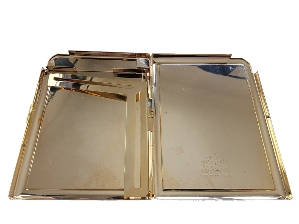 CIGARETTE CASE VINTAGE BRASS BENSON & HEDGES CLUB, CLASP OPENS/FUNCTIONS GREAT