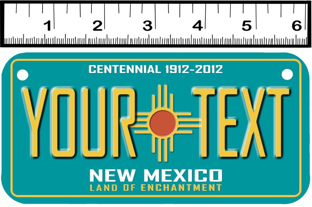 CUSTOM PERSONALIZED 2 HOLE BICYCLE STATE LICENSE PLATE - NEW MEXICO CENTENNIAL