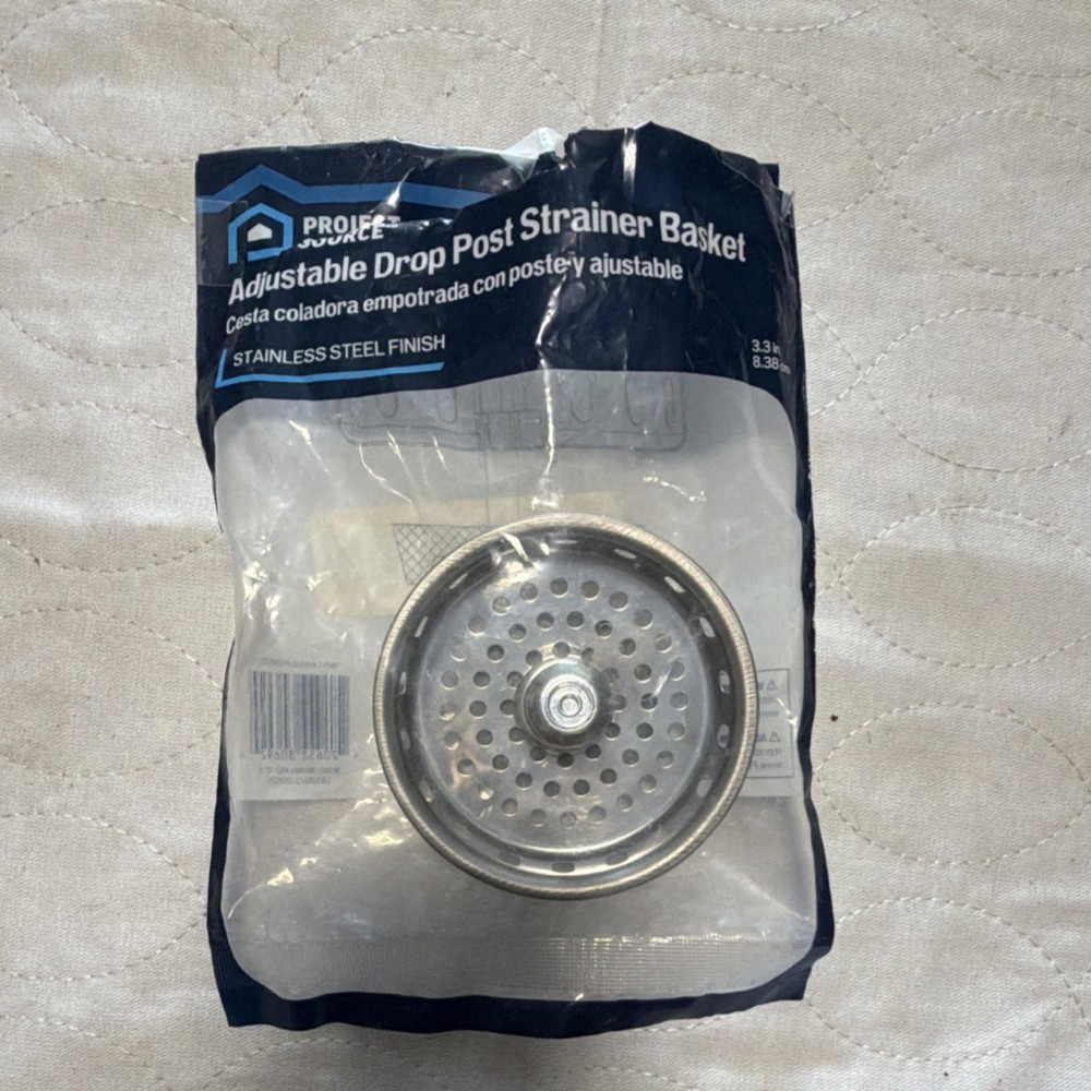 Project Source Adjustable Drop Post Sink Strainer Basket Stainless Steel Kitchen
