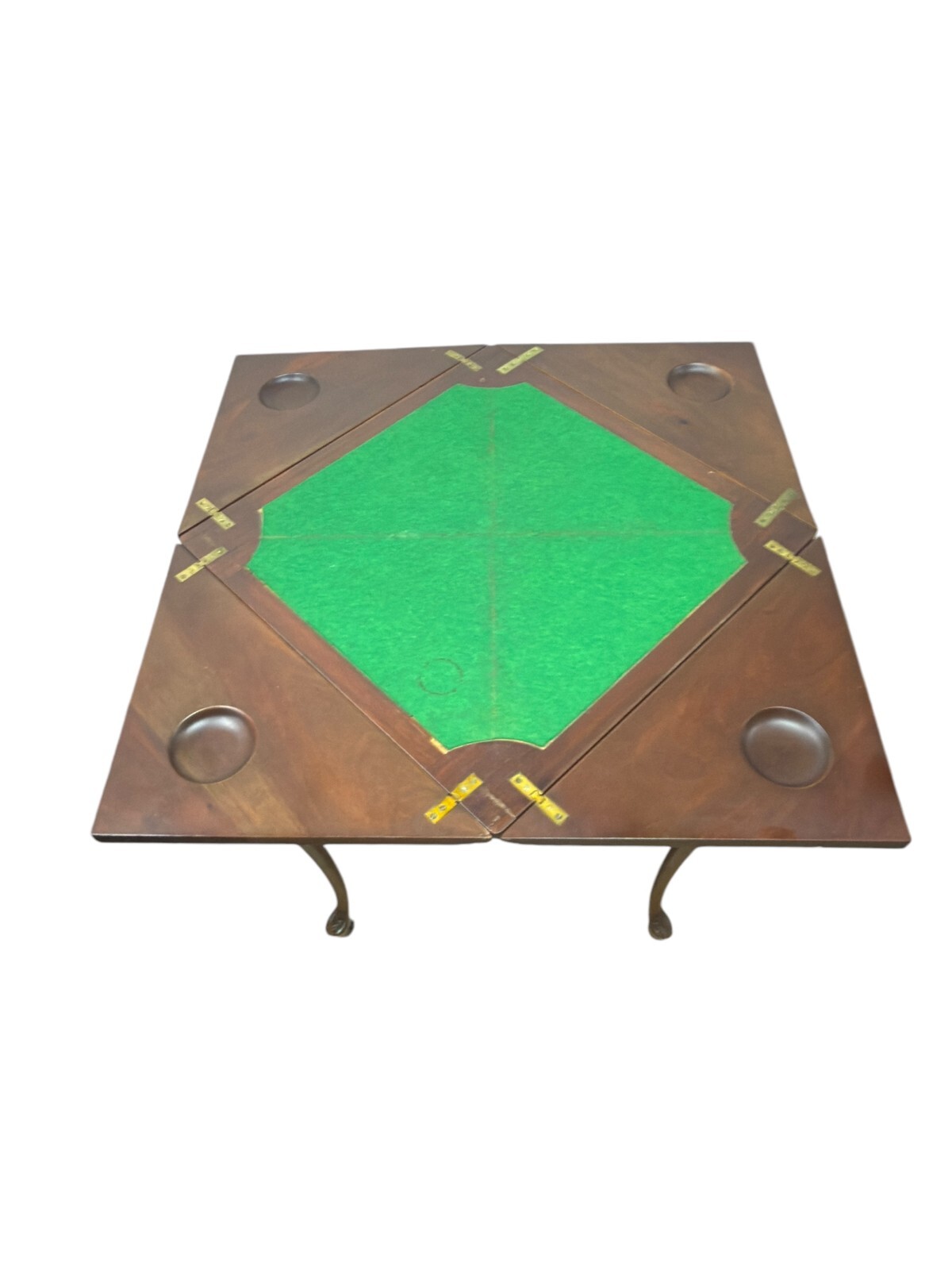 antique french walnut game table handkerchief carved stand card 1800s