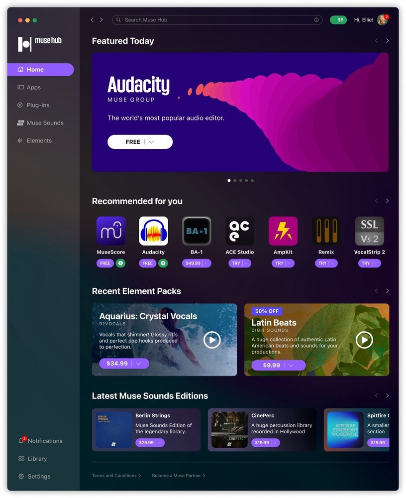 Audacity Pro 3 Audio Music Studio + Muse Hub + 100 VST - Windows Mac Linux-CD