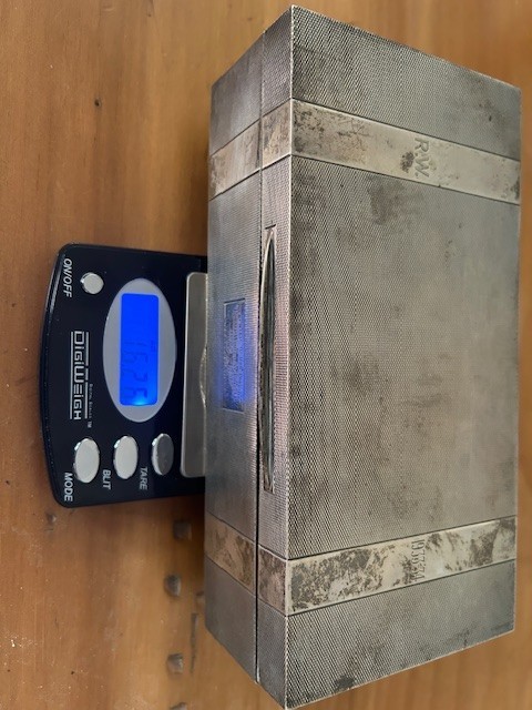Vintage sterling silver cigarette box 16.26 Troy Oz (See Below)