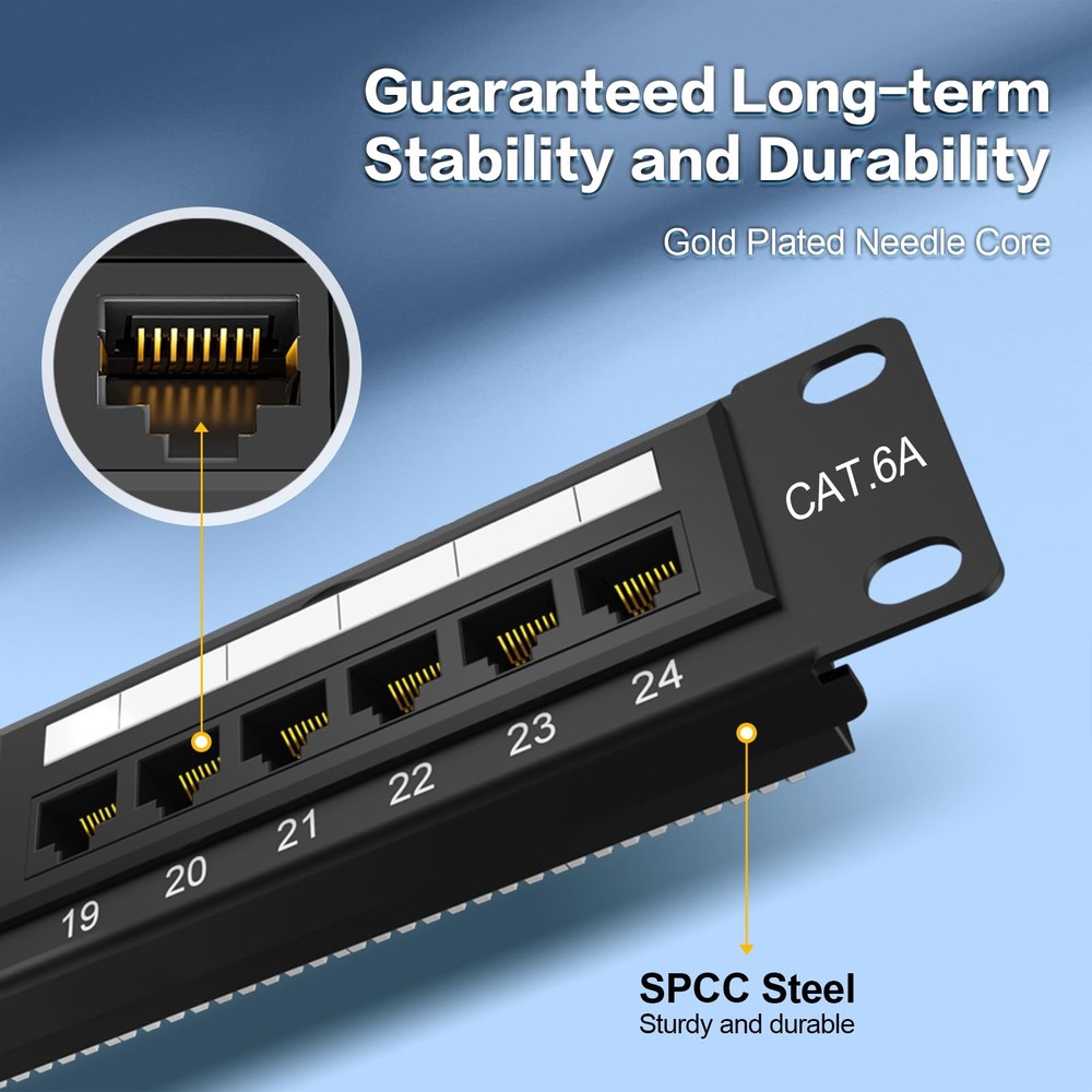 Patch Panel 12 Port Cat6A【EC Listed】 Unshielded Wall Mount Included 89D Brack...