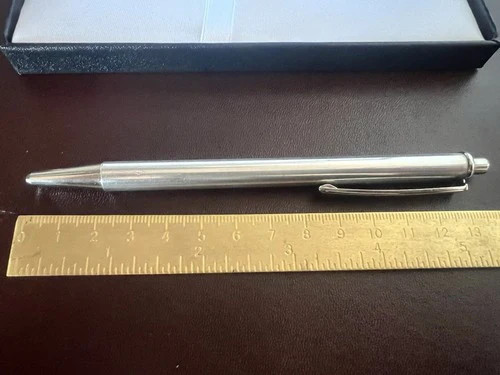 Red Ballpoint Pen Solid 925 Silver Satin Glossy Profiles Click Button 21