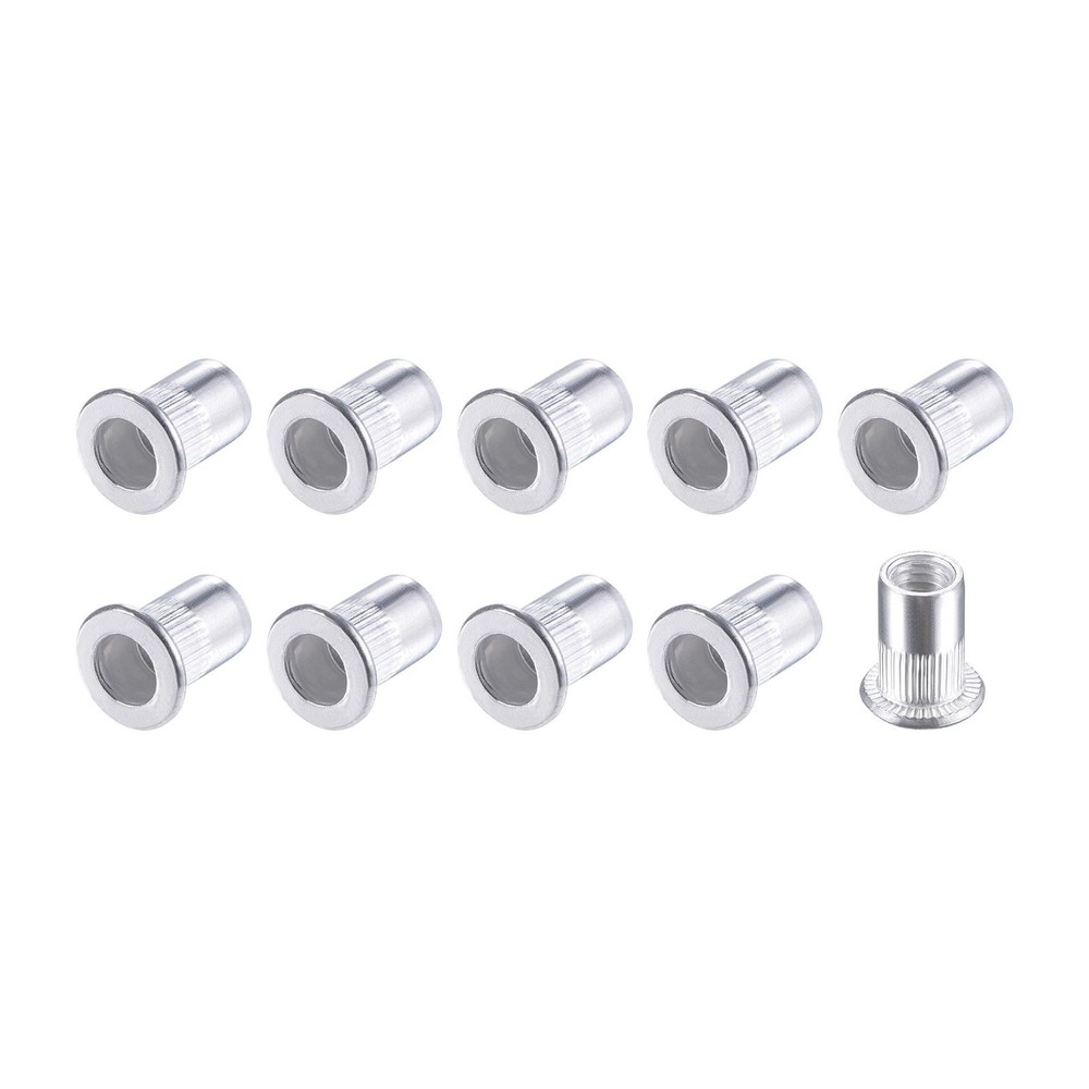 Rivet Nuts (M6) 60Pcs, Aluminum Alloy Threaded Insert Nuts Silver Tone