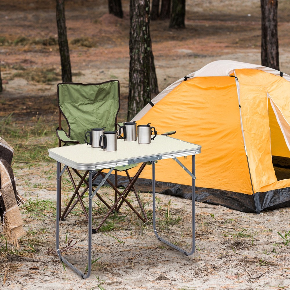 LEADZM 3ft Silver Outdoor Folding Table Aluminium