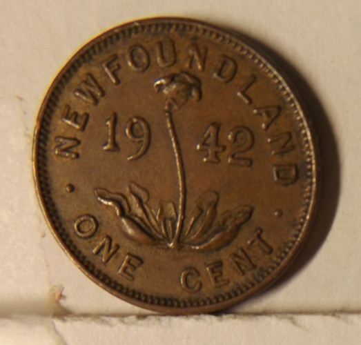 NEWFOUNDLAND One Cent Coin 1942 with George VI