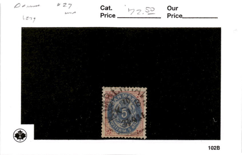 Denmark, Postage Stamp, #27 Used, 1879 (AC)