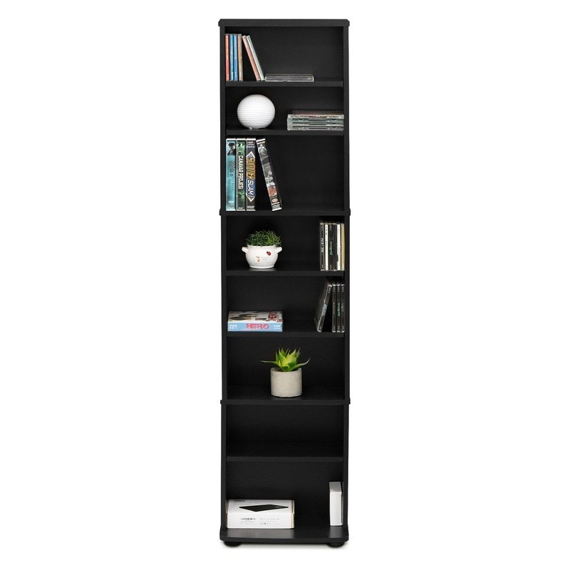 Multimedia Storage Tower Adjustable Shelves Space Saving Organizer CDs DVDs New
