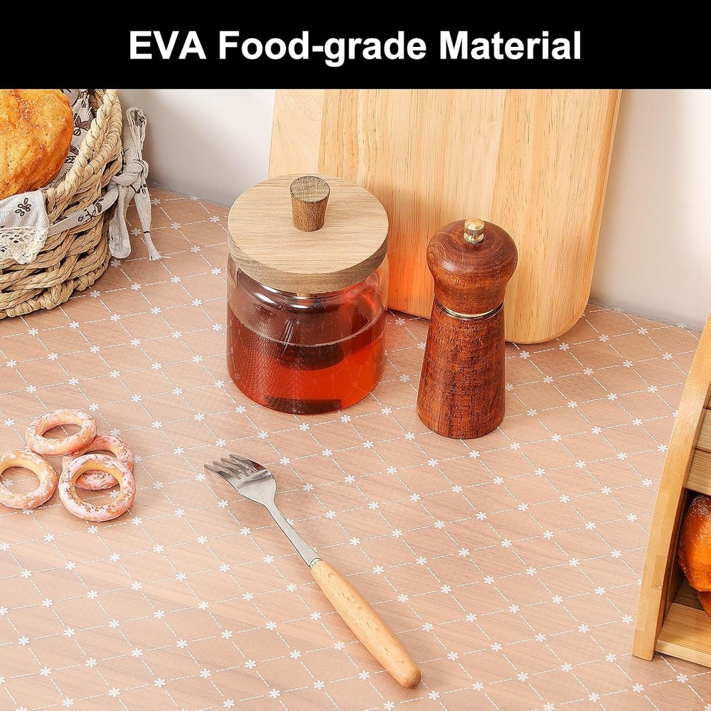 Removable Waterproof Kitchen Shelf Liner - Eco-Friendly EVA with Elegant Pattern