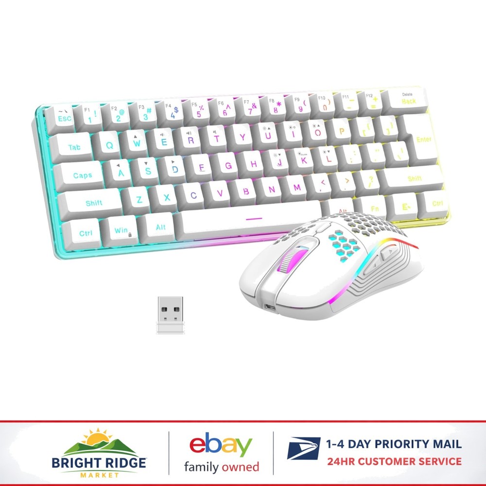 Rechargeable Wireless Keyboard and Mouse with 61 Keys and Backlit Functionality