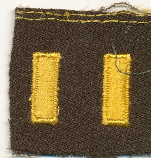 2nd Lieutenant rank pair patch brown wool elastique real WWII make US Army