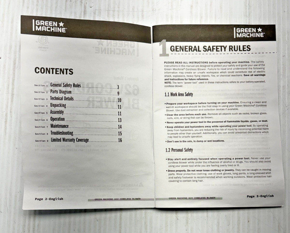 Green Machine 600 CFM Blower *Tool Only*