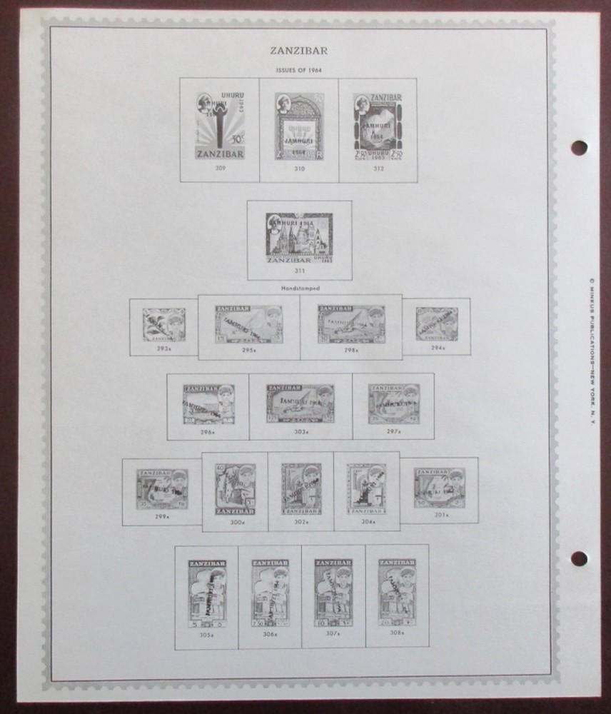 Zanzibar: Clean Set of Unused Minkus Supreme Global Pages to 1967