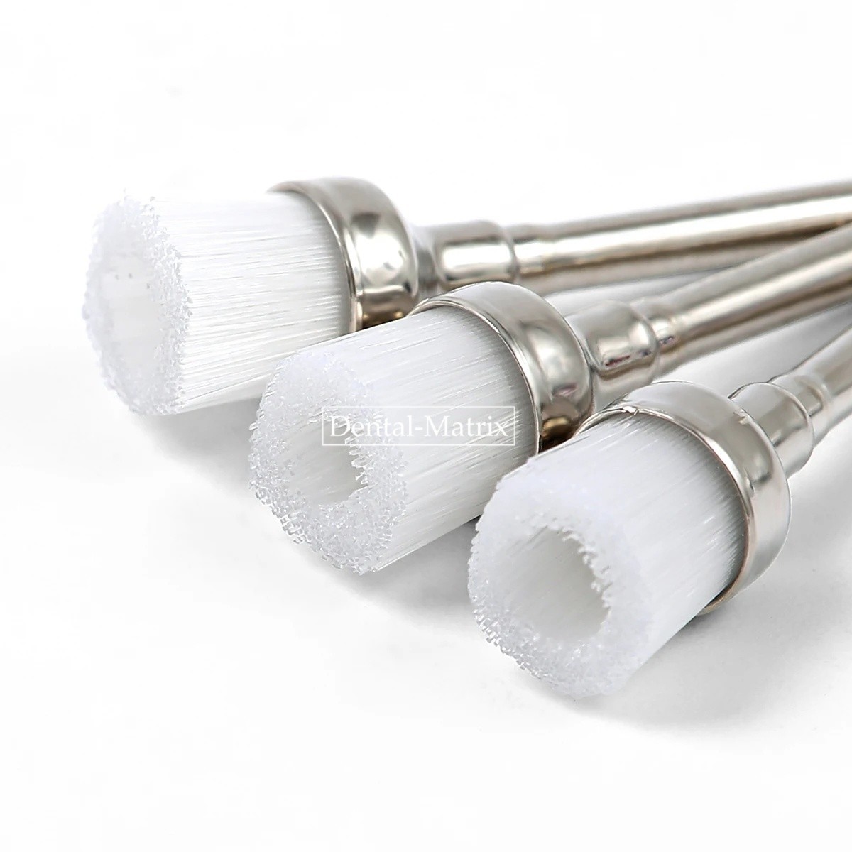 100 Pcs Dental White Nylon Brushes Latch Flat Polishing Polisher Prophy Brush