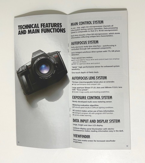 Canon EOS 620 Camera Sales Brochure 1987
