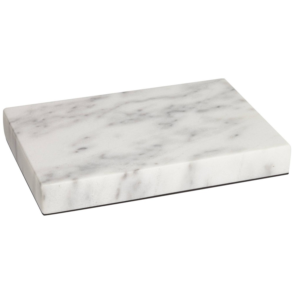 White Marble 9 1/2" x 6 1/2" x 1" Rectangular Lamp Riser