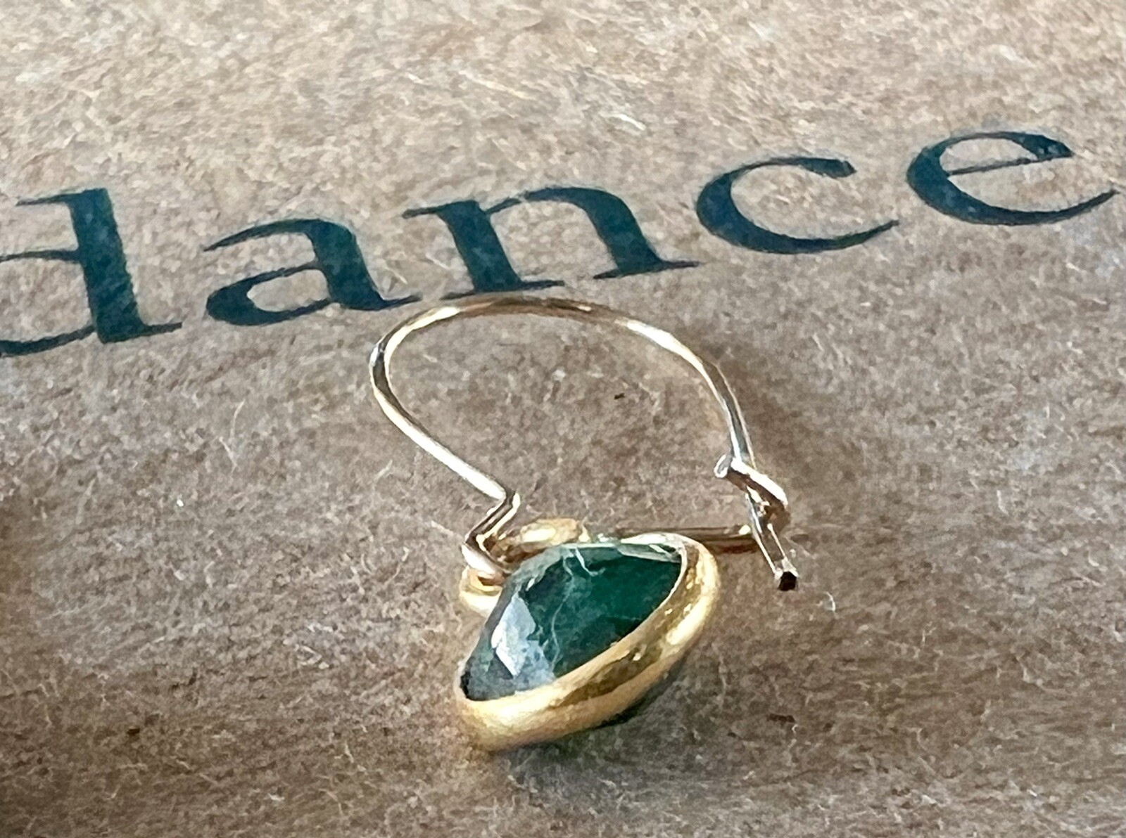 NEW $88 Sundance 3/4" Green EMERALD 14kt Gold GF MAY Birthstone Gem Earrings