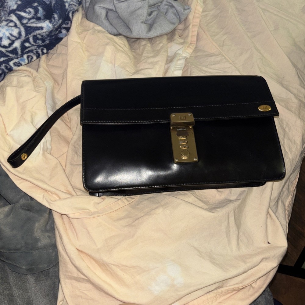Dunhill Authentic black leather clutch / portfolio bag