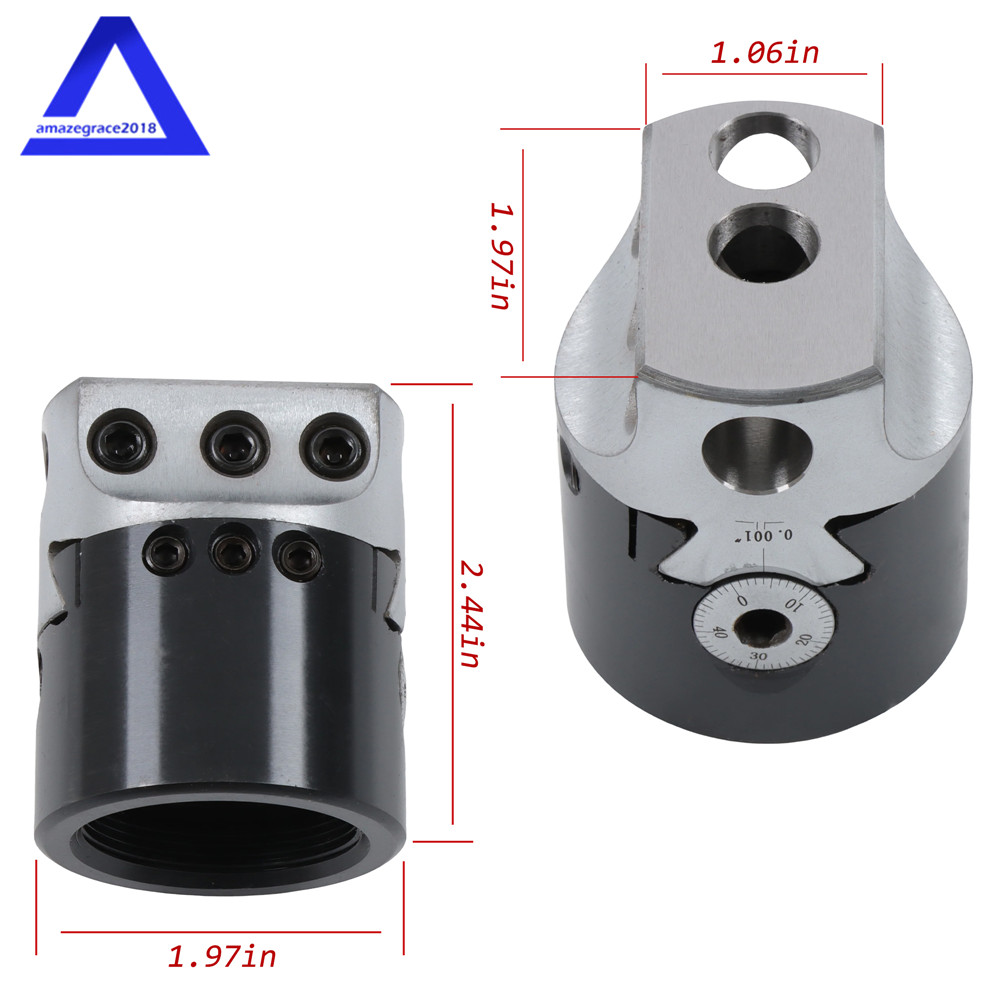 High Precision 2" Threaded Boring Head 1/2" Hole Size 1-1/2-18" Thread Mount