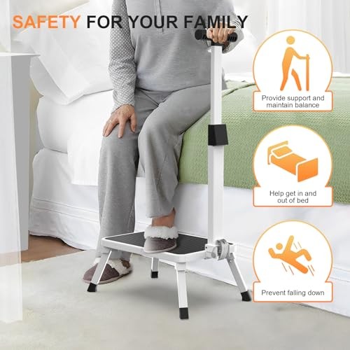 Step Stools for Adults, Foldable Step Stool with Handle for Elderly foldable