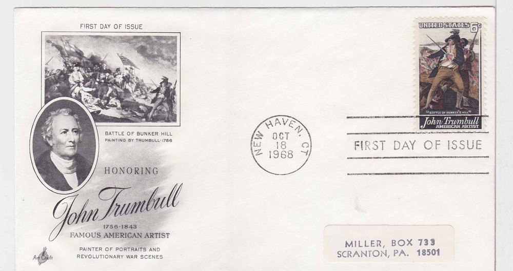 TurtlesTradingPost- John Trumbull- Artist 1968 #1361 FDC Artcraft Cachet
