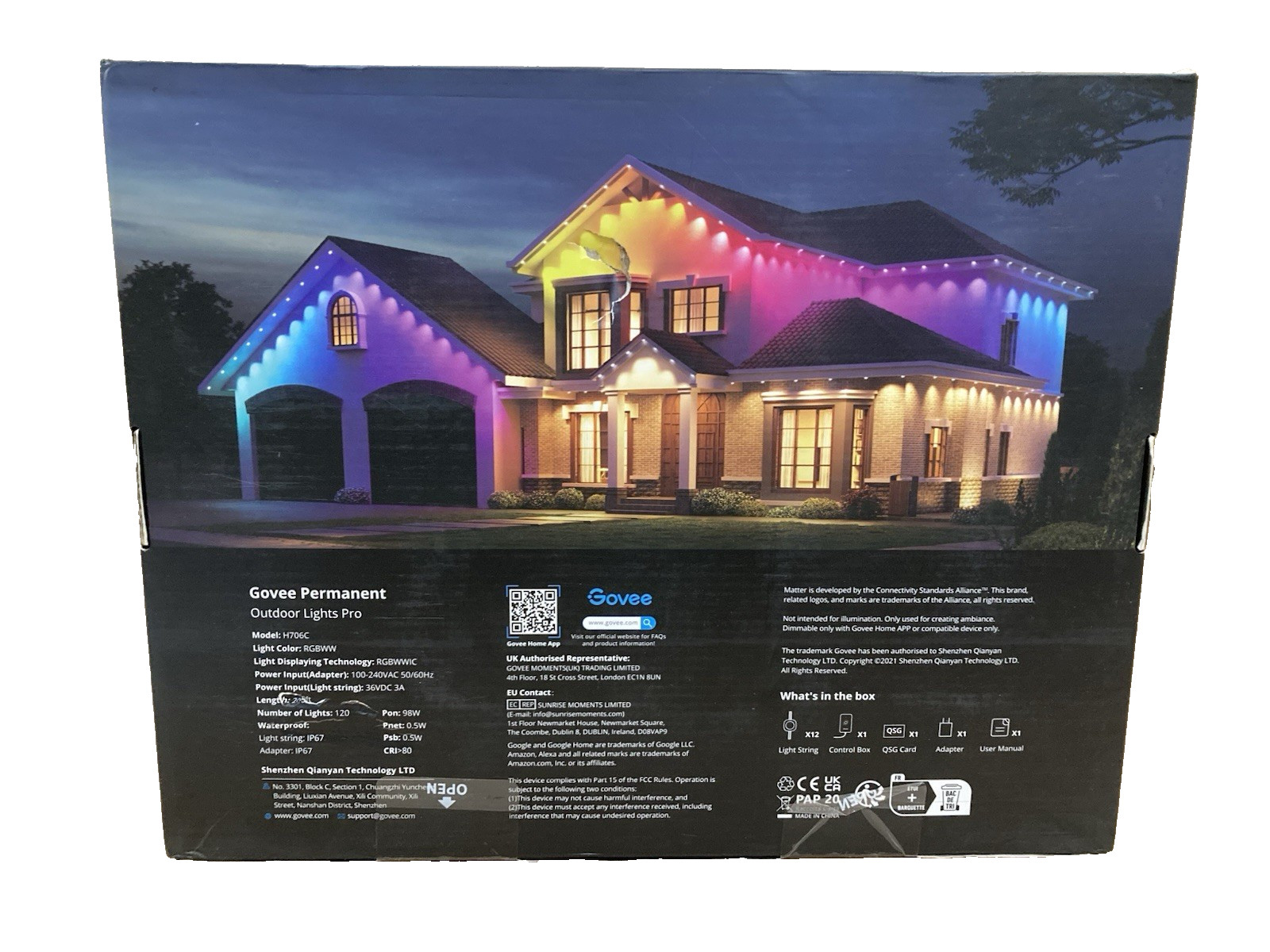 Govee H706C Outdoor Permanent Lights Pro 200ft, 120 RGBIC LED, IP67, White