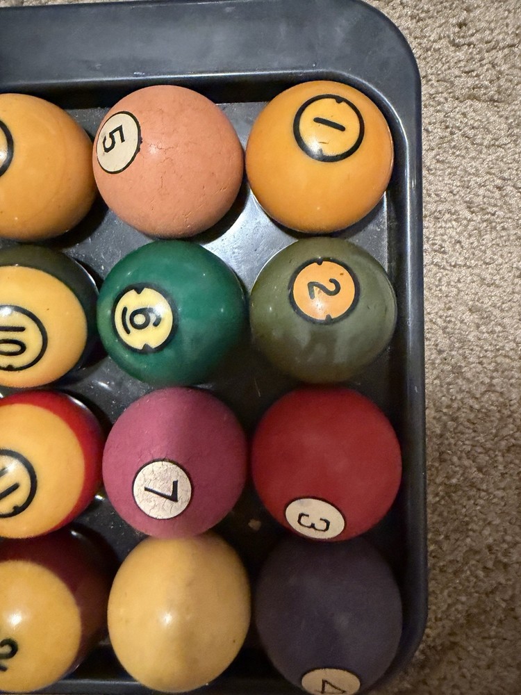 Incomplete Billiard Ball Set with Tray