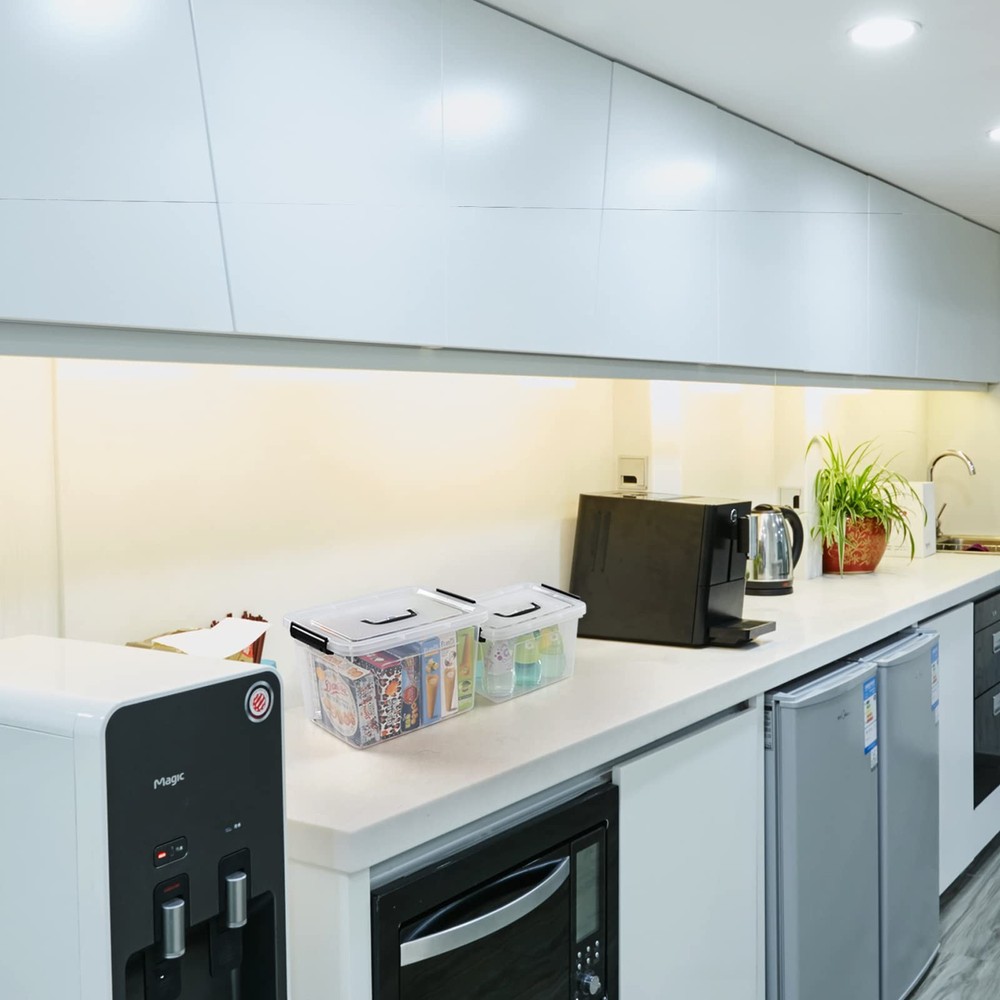 Plastic Latching Storage Box 2 Pack 12 Quart and 6 Quart Clear Lidded Bins