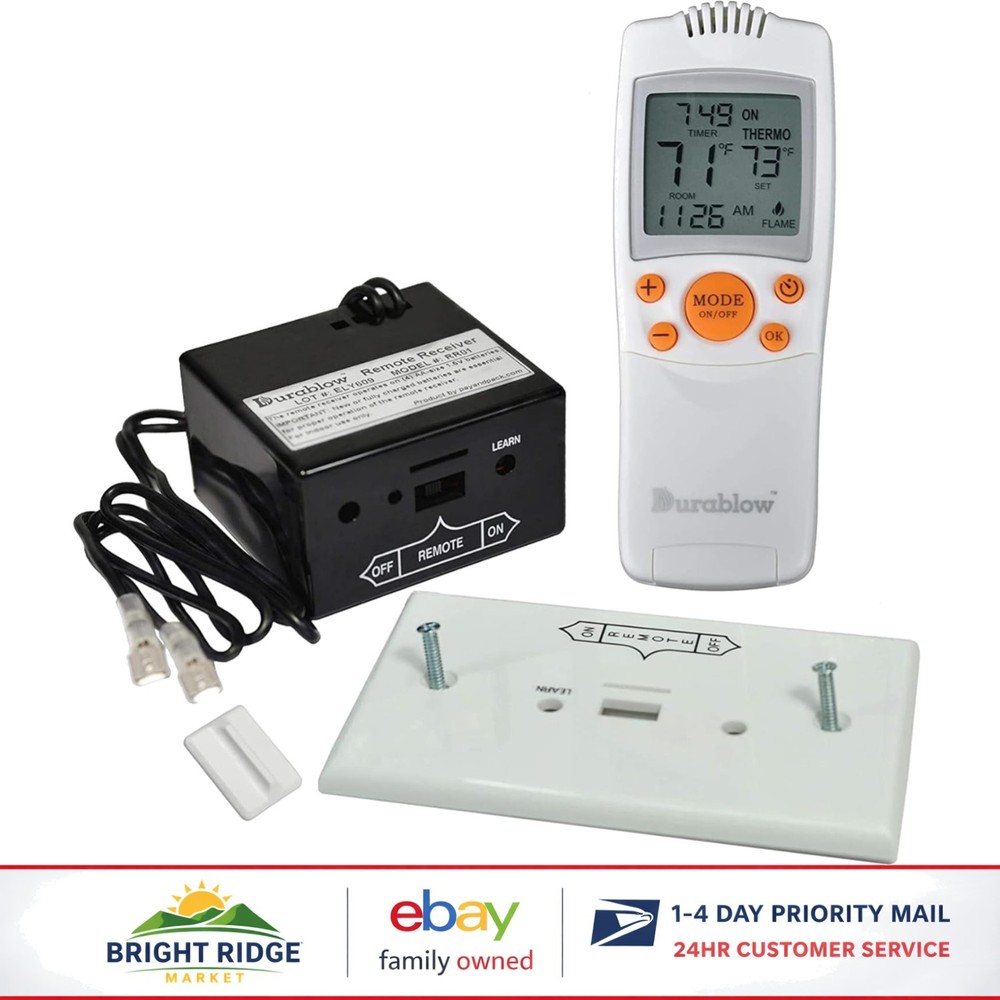 Wireless RF Remote Control System for Gas Fireplace with LCD Temperature Display