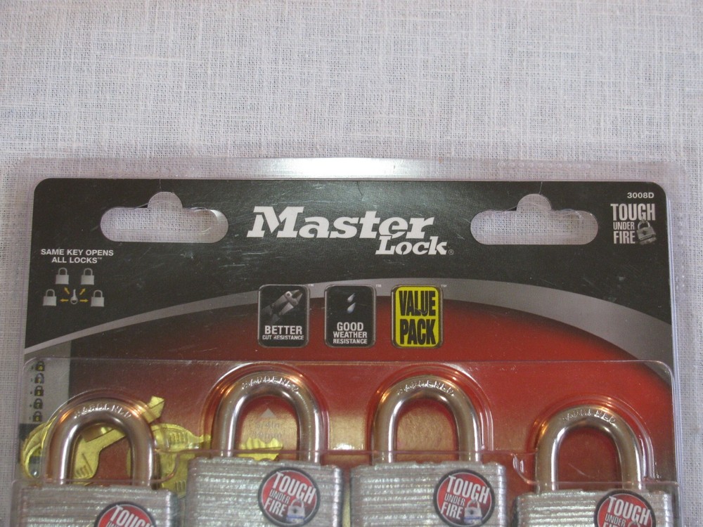 NIP Master 4 pk/Same Key Padlocks 3008D, 2013 rr