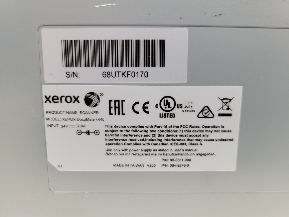 Xerox DocuMate 4440 Document Scanner w/Power Adapter, USB Cable