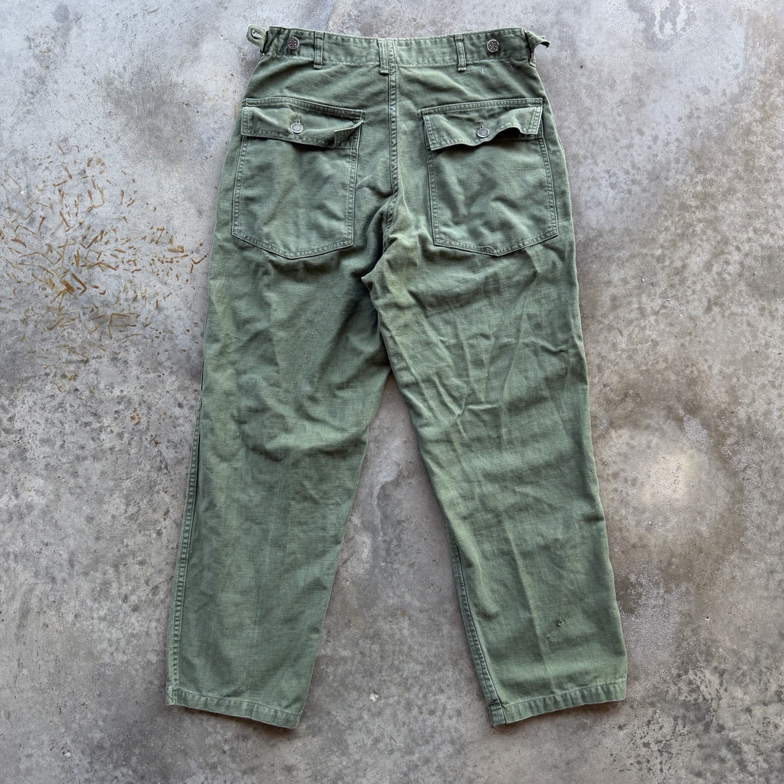 VTG 50s Korean War OG-107 13 Star Button Fly Pants 29 X 27