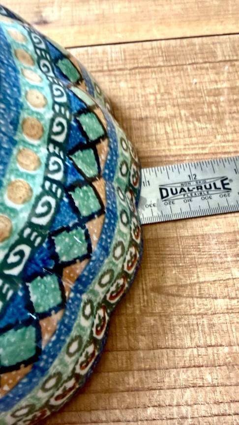 1999 Polish Pottery Fluted Bowl 11" Ceramika Artystyczna Multi-Color UNIKAT