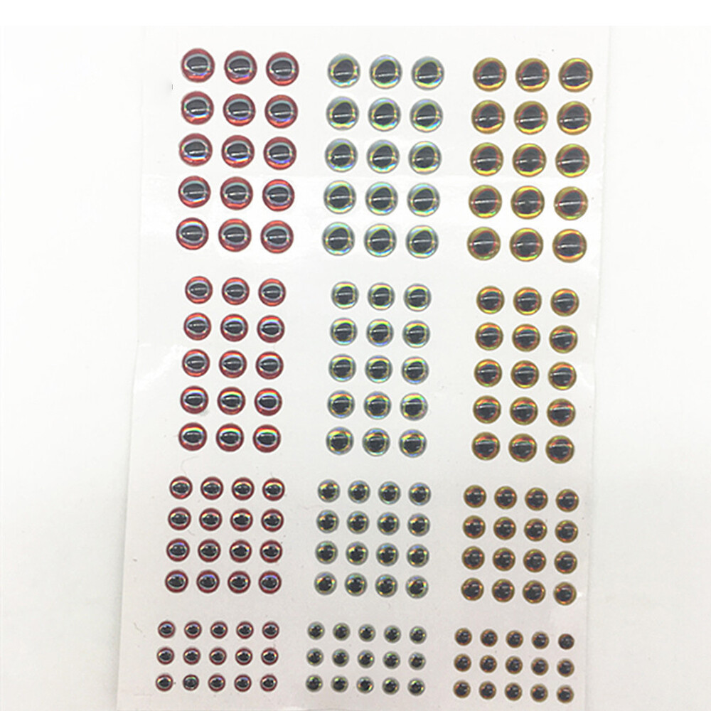 732Pcs Fishing Lure Eyes 3mm-4mm-5mm-6mm 3D Holographic Eyes Fly Tying Jig Craft