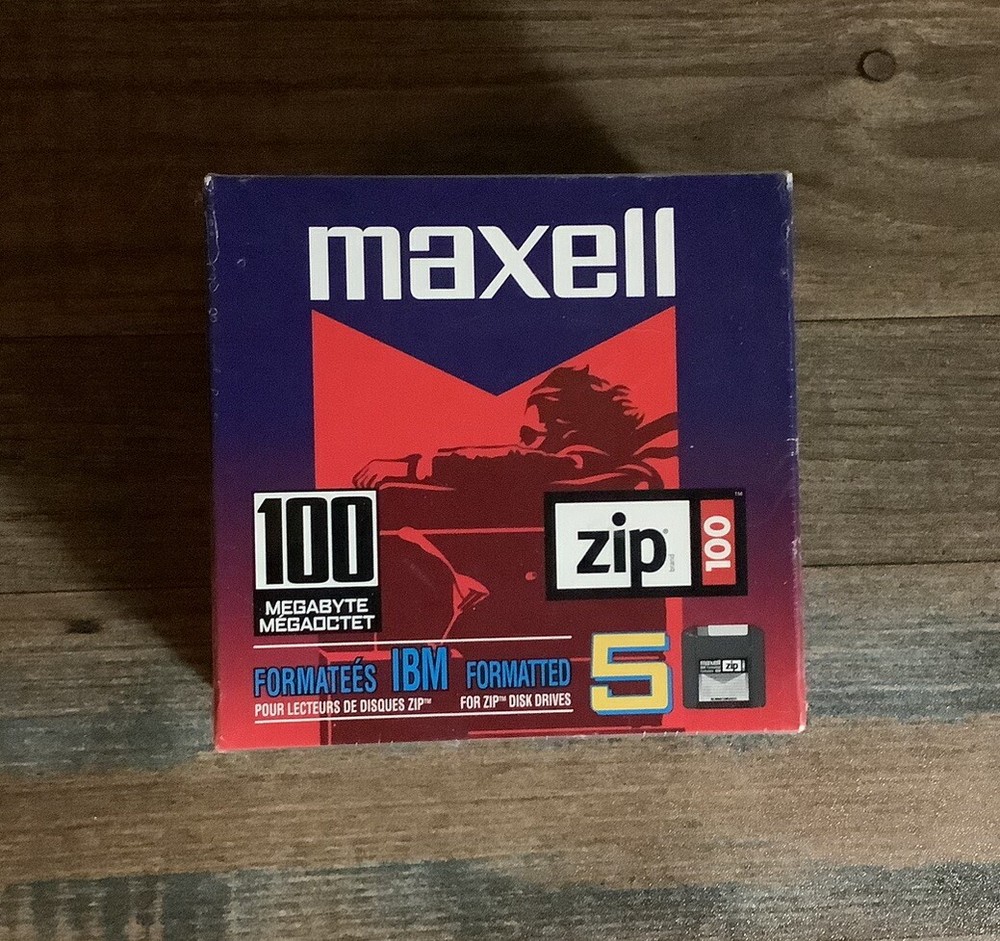 Maxell Zip Disk 5 Pack PC 100 MB Megabyte Factory Sealed
