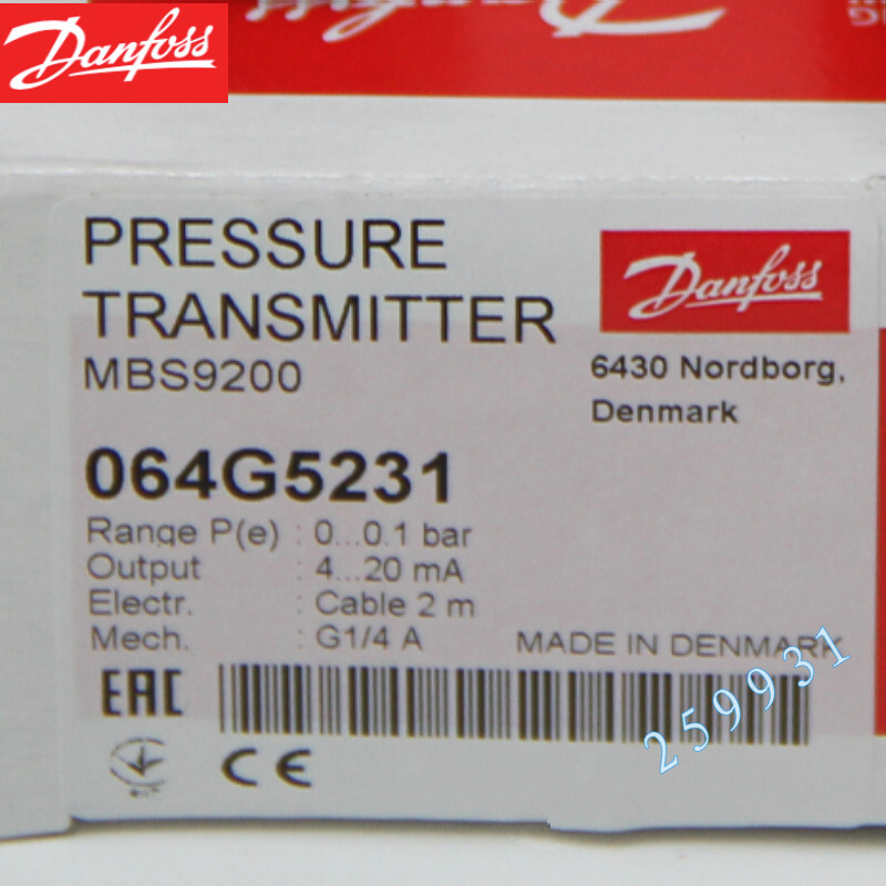 1pcs Danfoss Pressure Transmitter Sensor MBS9200 064G5231 0-0.1bar