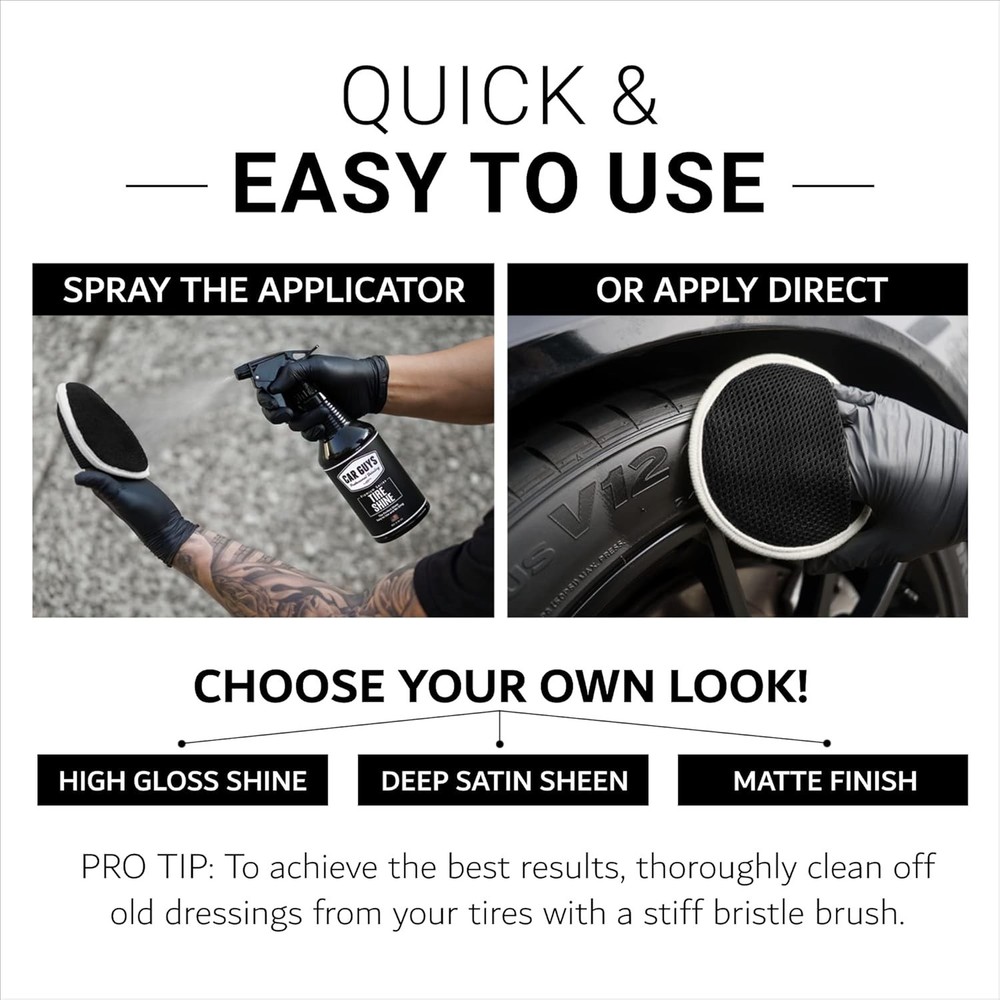 Professional Deep Black Tire Shine Spray Kit