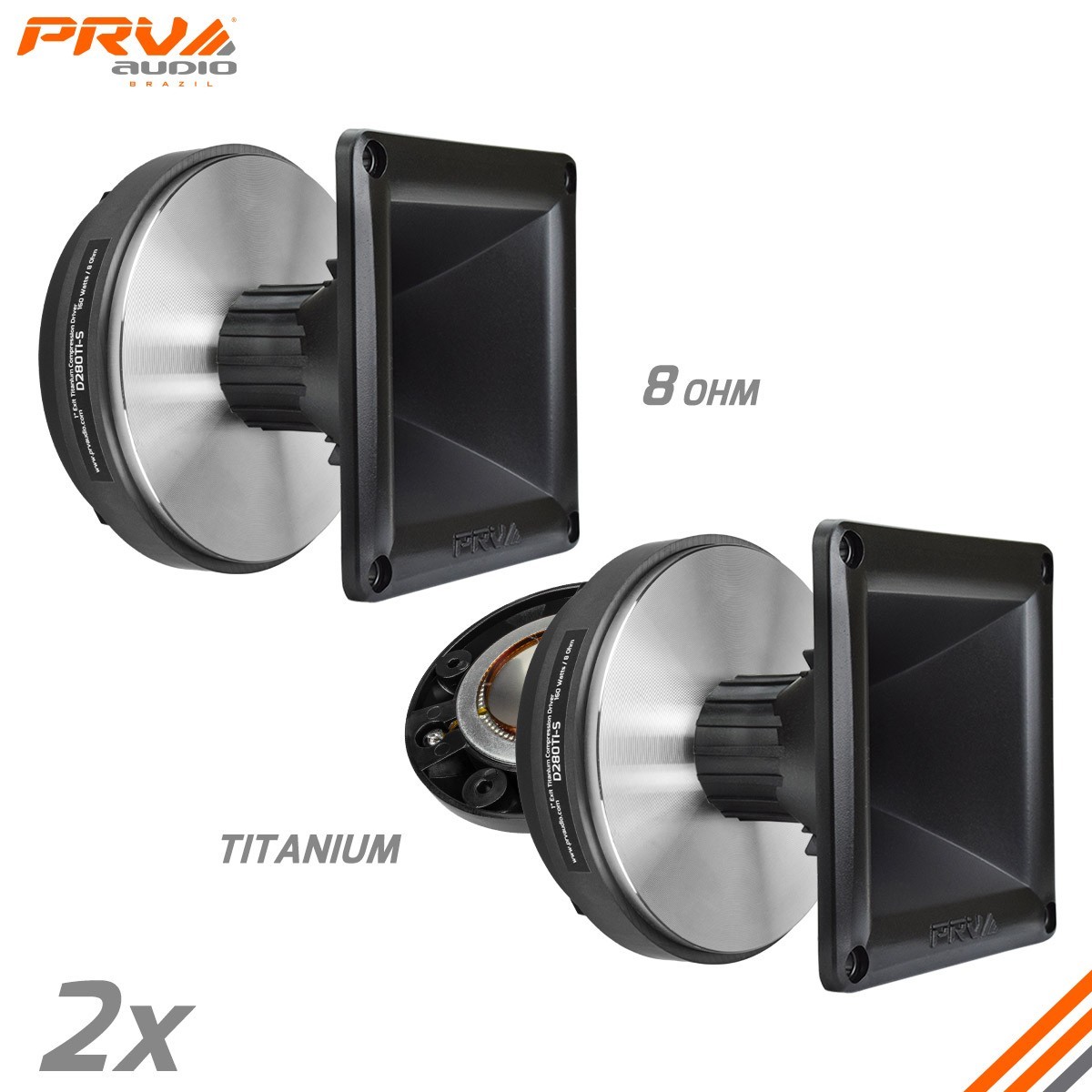 2x PRV Audio D280Ti-S 1" Titanium PRO Driver 320 Watts 8Ω + WG11-25 Black Horn