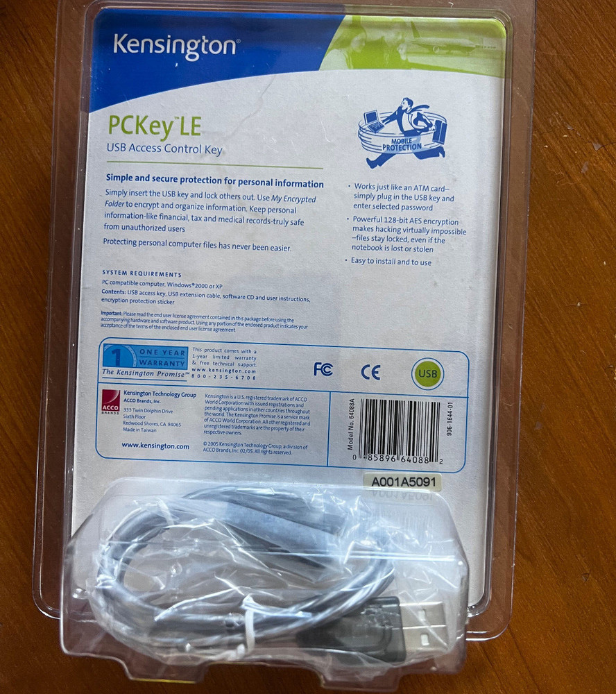 Kensington PCKey LE USB Lock Security Key for Notebook Information Protection