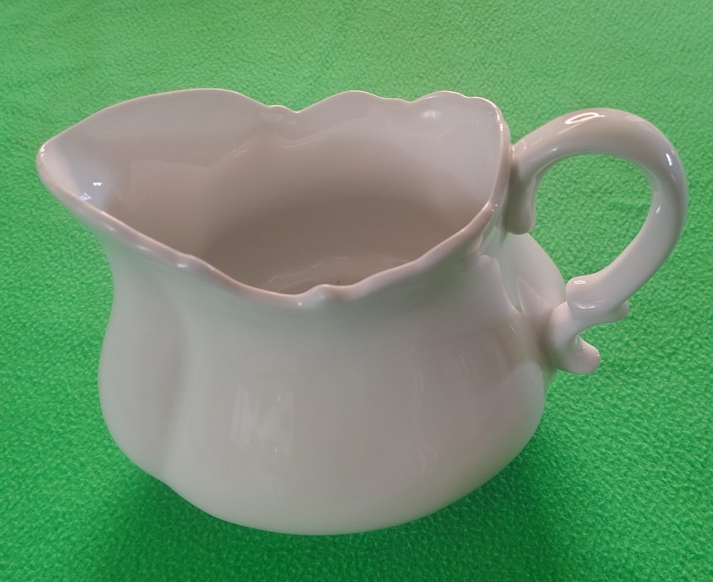 Kaldun & Bogle Neoclassical Crown Hallmark White Ceramic Pitcher Vase