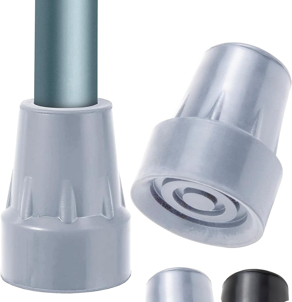 Walking Cane Tips 2 Pack (3/4 Inch) - Non-Slip Universal Rubber Replacement Tips